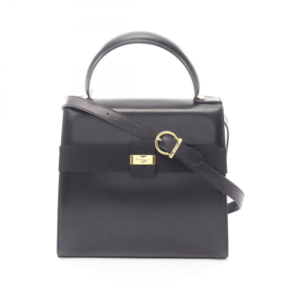 Salvatore Ferragamo Vara Ribbon Handbag Leather Black